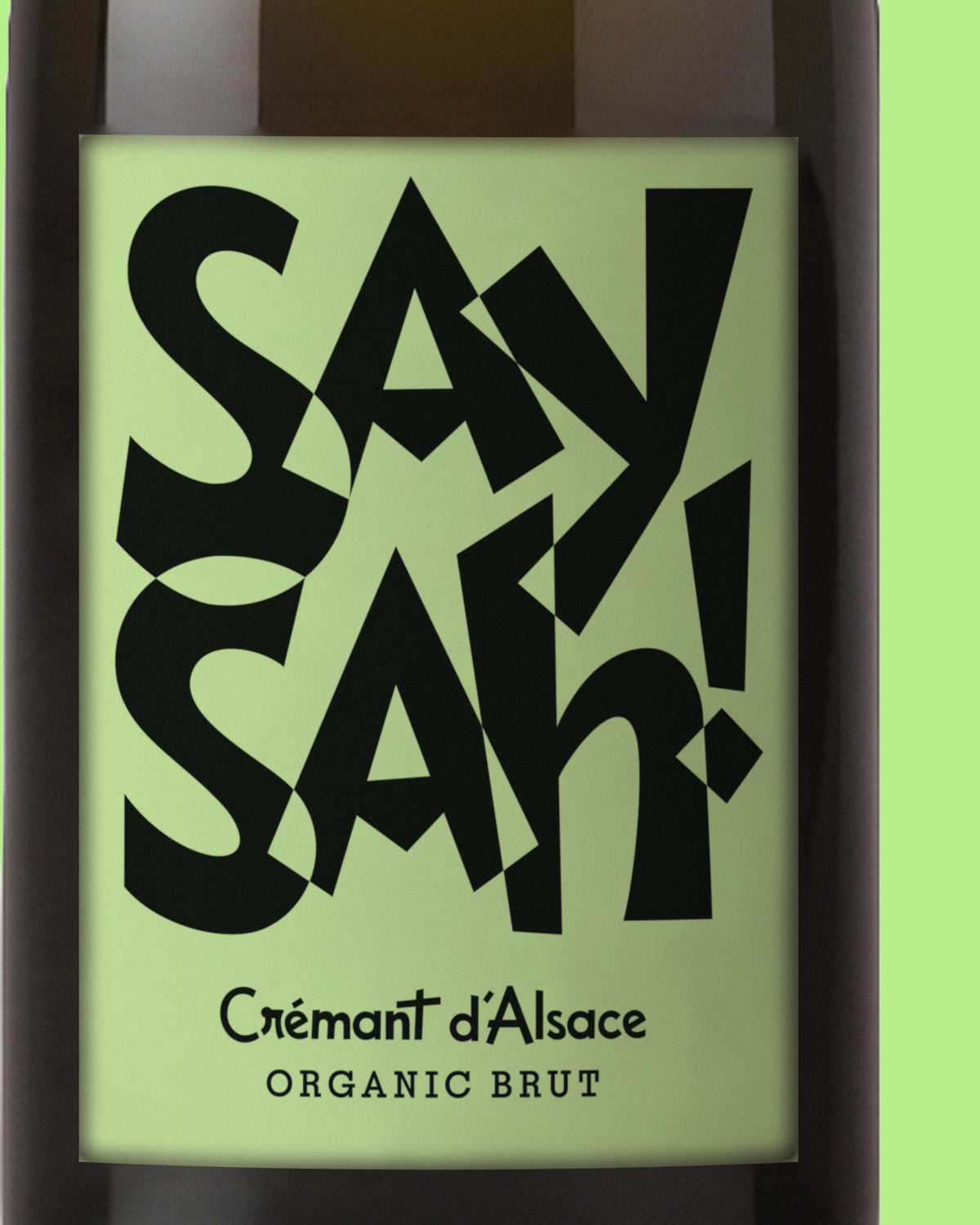 The Saysah Organic Brut front label: Crémant d'Alsace, Organic Brut